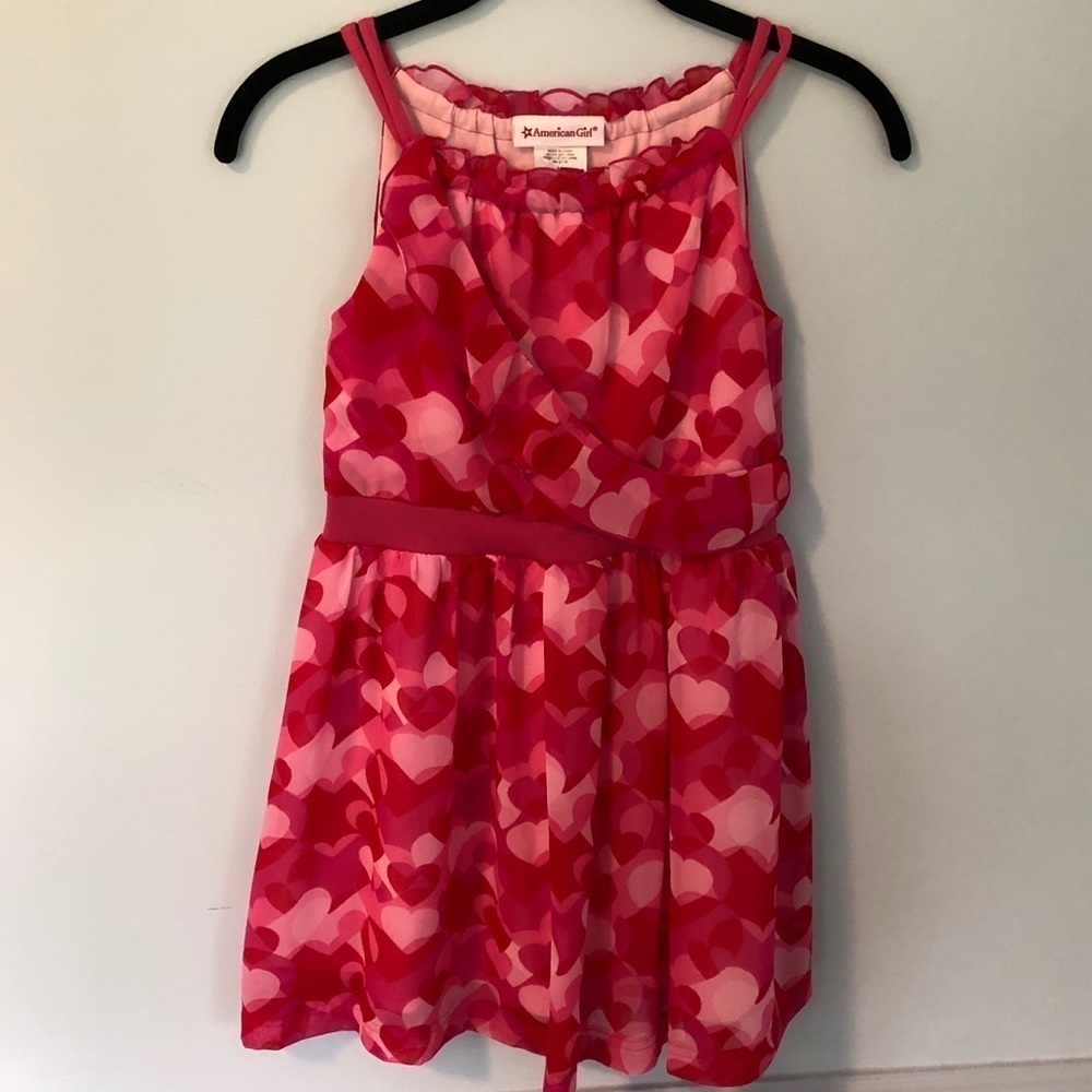 American Girl Red & Pink Heart Ruffle Sleeveless Dress Size 10